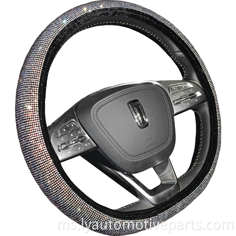 Bling Rhinestones Cover Sudut Roda Dengan Kereta Berkilau Crystal SUV SUV Anti-Slip Steering Wheel Protector